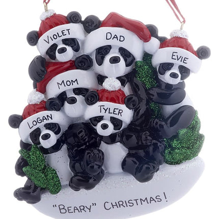 decorative personalized panda bear family of 6 christmas ornament – Christmas ornament, holiday tree decoration or gift