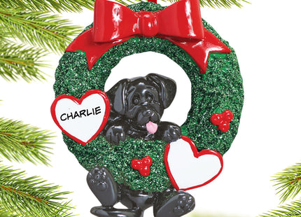 keepsake personalized dog wreath - black lab christmas ornament – Christmas ornament, holiday tree decoration or gift