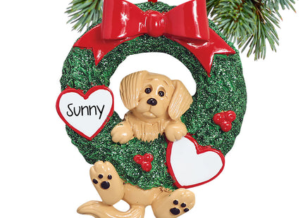 decorative personalized dog wreath - golden retriever christmas ornament – Christmas ornament, holiday tree decoration or gif