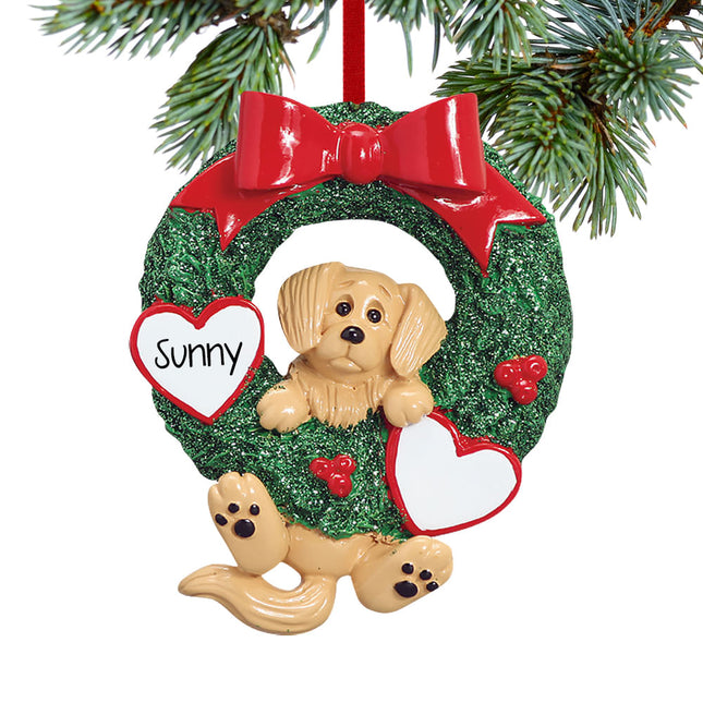 decorative personalized dog wreath - golden retriever christmas ornament – Christmas ornament, holiday tree decoration or gif
