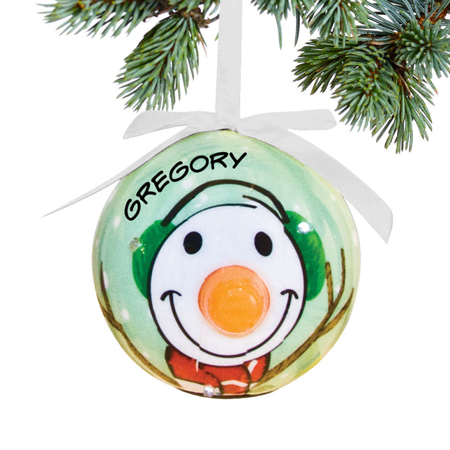 engraved personalized snowman light-up blinking nose ball christmas ornament – Christmas ornament, holiday tree decoration or