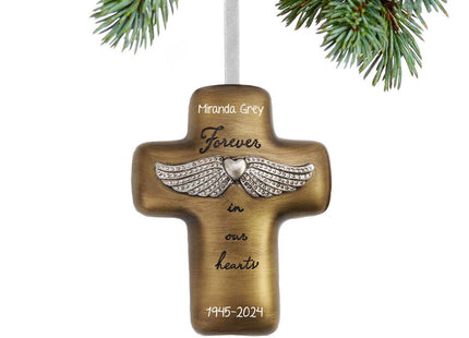 personalized personalized forever in our hearts cross christmas ornament – Christmas ornament, holiday tree decoration or gif
