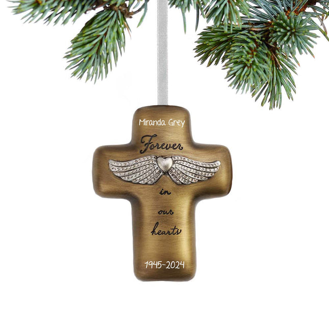 personalized personalized forever in our hearts cross christmas ornament – Christmas ornament, holiday tree decoration or gif