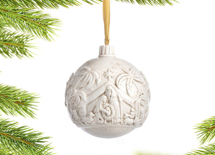 keepsake ceramic nativity ball christmas ornament – Christmas ornament, holiday tree decoration or gift