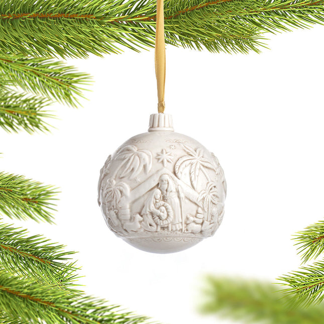 keepsake ceramic nativity ball christmas ornament – Christmas ornament, holiday tree decoration or gift