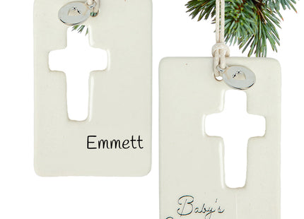 holiday personalized baby's christening christmas ornament – Christmas ornament, holiday tree decoration or gift