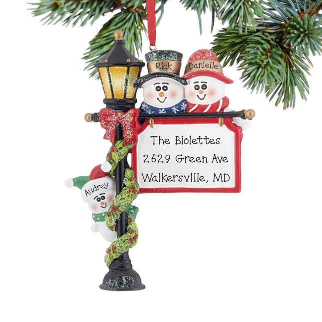 Lamppost Family of 3, 4, 5, or 6 Christmas Ornament