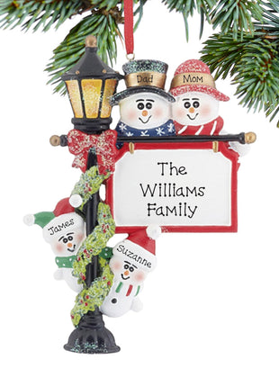 Lamppost Family of 4 Personalized Ornament by DELIGHTFULLY YOURS Ornament