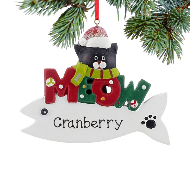 Meow Cat Fish - Black Ornament