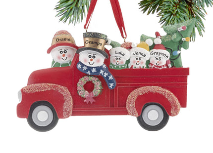 personalized personalized vintage red truck family of 5 christmas ornament – Christmas ornament, holiday tree decoration or g