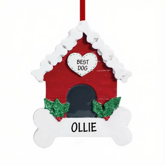 Dog Bone Doghouse Ornament