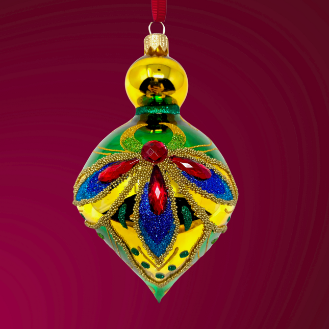 Emerald Glow Glass Christmas Bauble