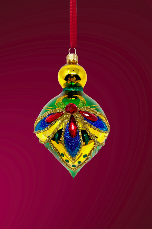 Emerald Glow Glass Christmas Bauble