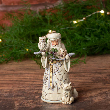 White Woodland Santa Jim Shore Ornament