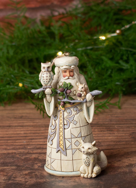 White Woodland Santa Jim Shore Personalized Ornament by ENESCO Ornament