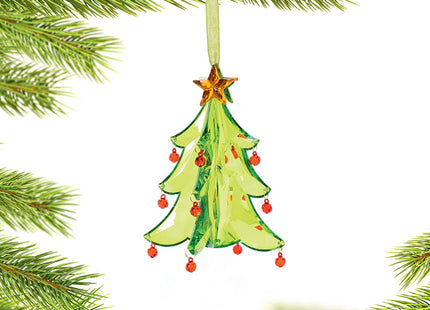 engraved faceted christmas tree christmas ornament – Christmas ornament, holiday tree decoration or gift