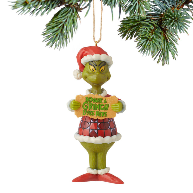 custom jim shore grinch beware a grinch lives here christmas ornament – Christmas ornament, holiday tree decoration or gift