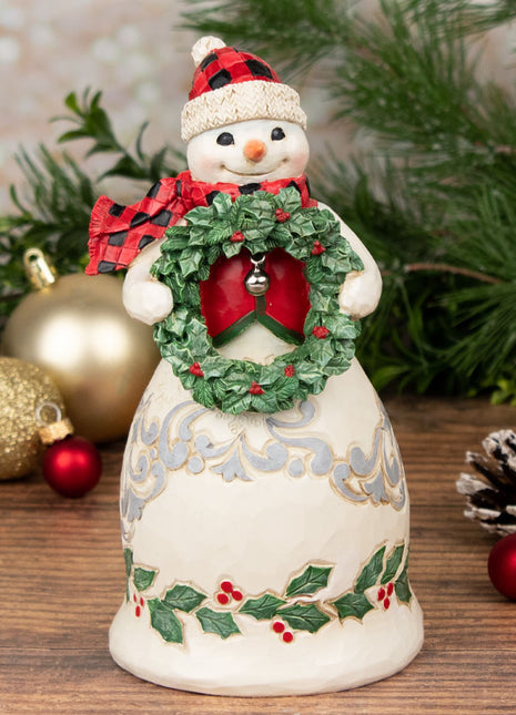 Jim Shore Highland Snowman w/Bell & Wreath Tabletop Ornament  by ENESCO Ornament
