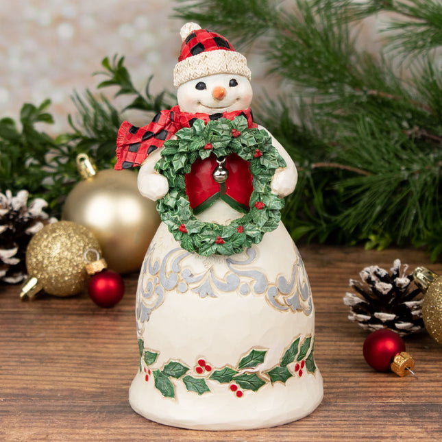 Highland Snowman w/Bell & Wreath Tabletop Ornament