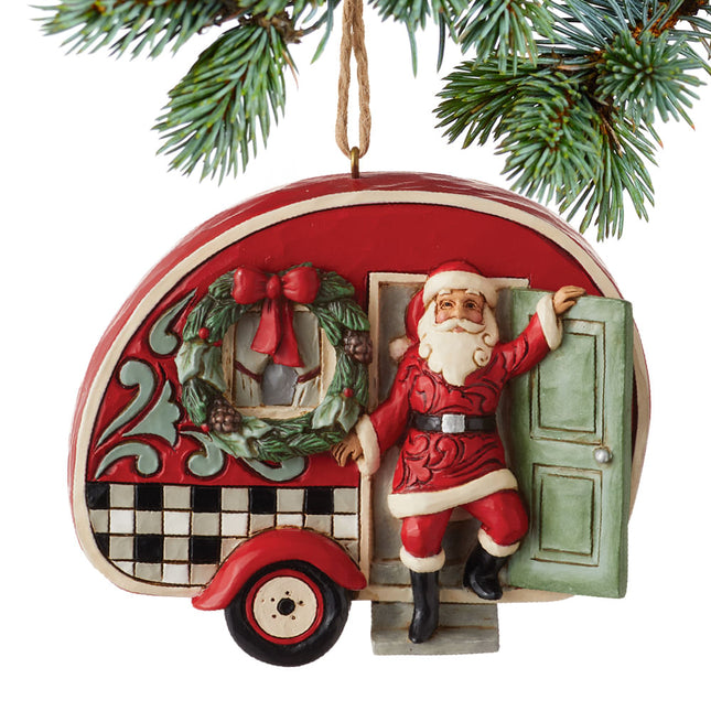 Highland Santa Plaid Camper Ornament