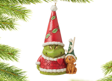 custom grinch gnone with max christmas ornament – Christmas ornament, holiday tree decoration or gift