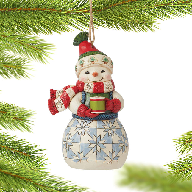 personalized jim shore snowman with cocoa christmas ornament – Christmas ornament, holiday tree decoration or gift