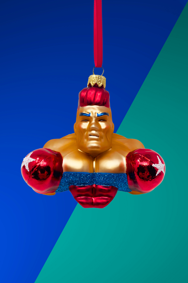 Knockout Boxer Glass Christmas Ornament (Erik)
