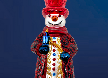 Evening Snow Snowman Glass Ornament