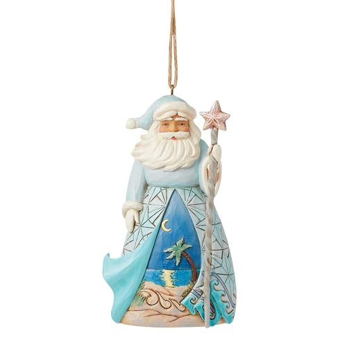 Jim Shore Heartwood Creek Coastal Santa Holding a Starfish Cane Ornament