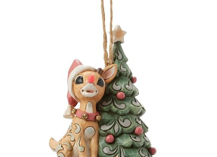 Woodland Rudolph with tree Custom Ornament