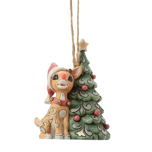 Woodland Rudolph with tree Custom Ornament