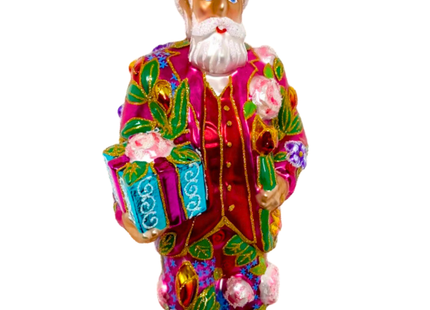 Floral Fetish Santa Polish Glass Ornament