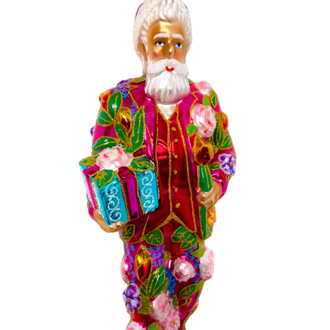 Floral Fetish Santa Polish Glass Ornament
