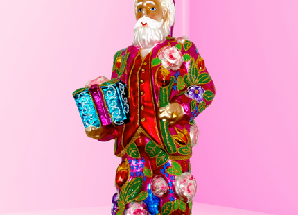 Floral Fetish Santa Polish Glass Ornament