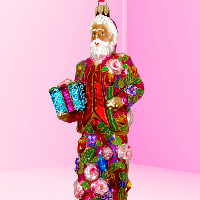 Floral Fetish Santa Polish Glass Ornament