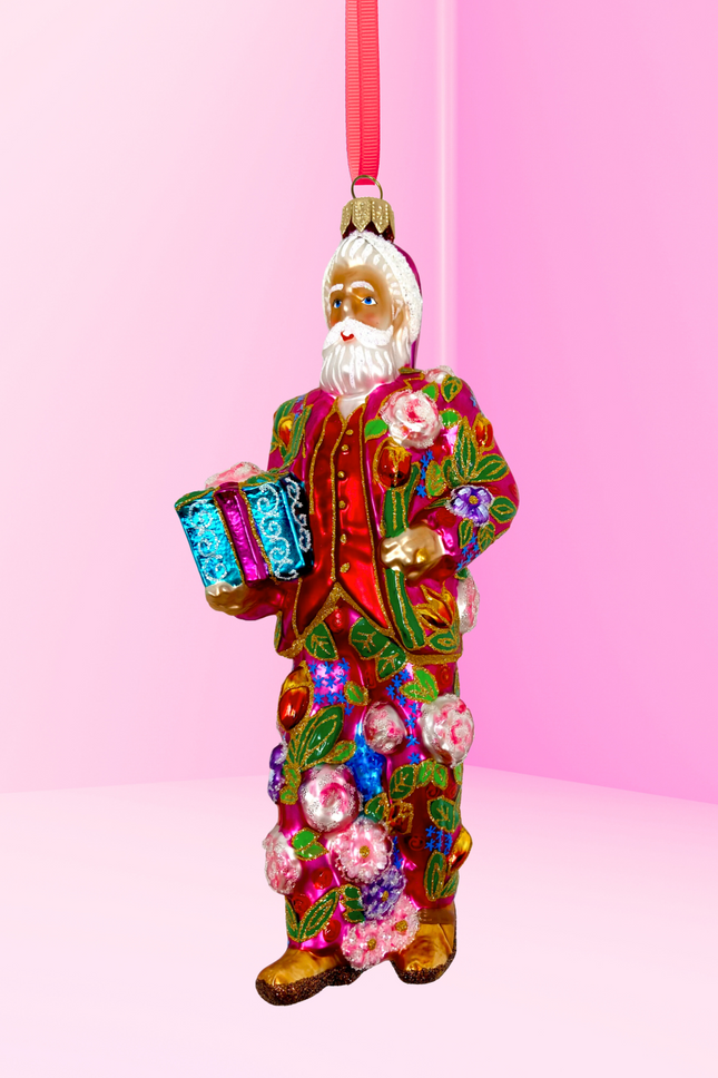 Floral Fetish Santa Polish Glass Ornament