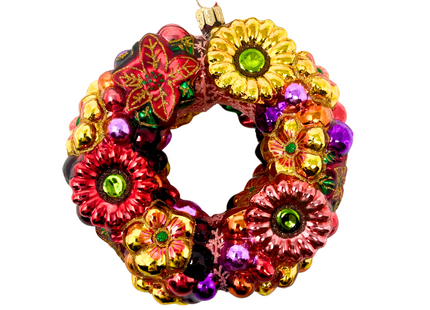 Floral Wreath Polish Glass Ornament