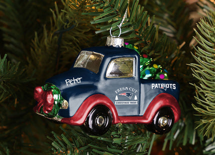 custom personalized nfl new england patriots blown glass truck christmas ornament – Christmas ornament, holiday tree decorati