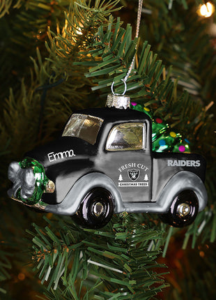 NFL Las Vegas Raiders Blown Glass Truck Ornament  by FOCO Ornament