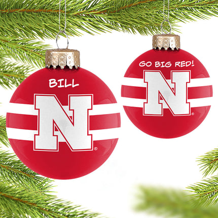 University of Nebraska Personalized Glass Ornament