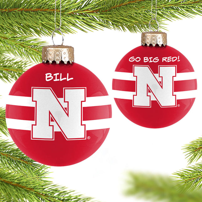 University of Nebraska Personalized Glass Ornament