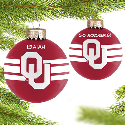 holiday personalized university of oklahoma glass christmas ornament – Christmas ornament, holiday tree decoration or gift