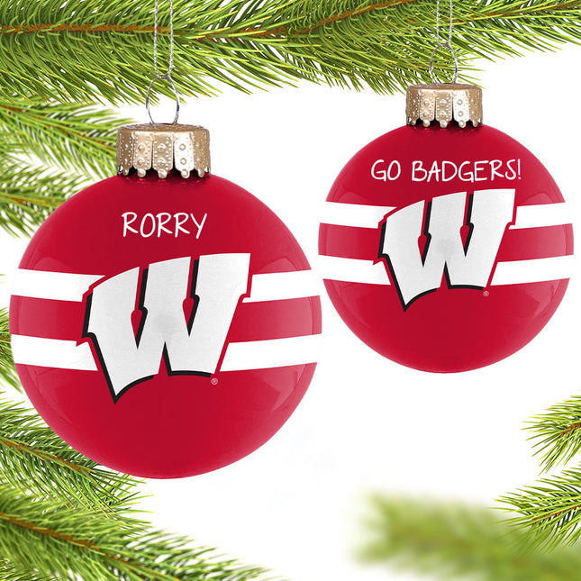 holiday personalized university of wisconsin glass christmas ornament – Christmas ornament, holiday tree decoration or gift
