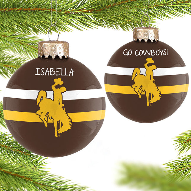custom personalized university of wyoming glass christmas ornament – Christmas ornament, holiday tree decoration or gift