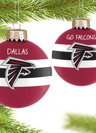 NFL Atlanta Falcons Striped Glass Ornament  by FOCO Ornament