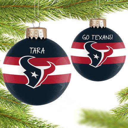 NFL Striped Personalized Glass Ornament