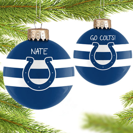 NFL Striped Personalized Glass Ornament