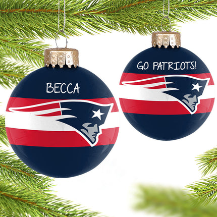 NFL Striped Personalized Glass Ornament
