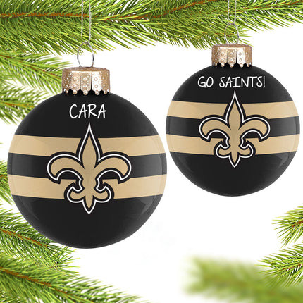 NFL Striped Personalized Glass Ornament