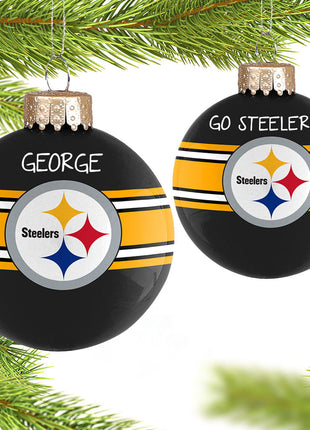 NFL Pittsburgh Steelers Striped Glass Ornament  by FOCO Ornament